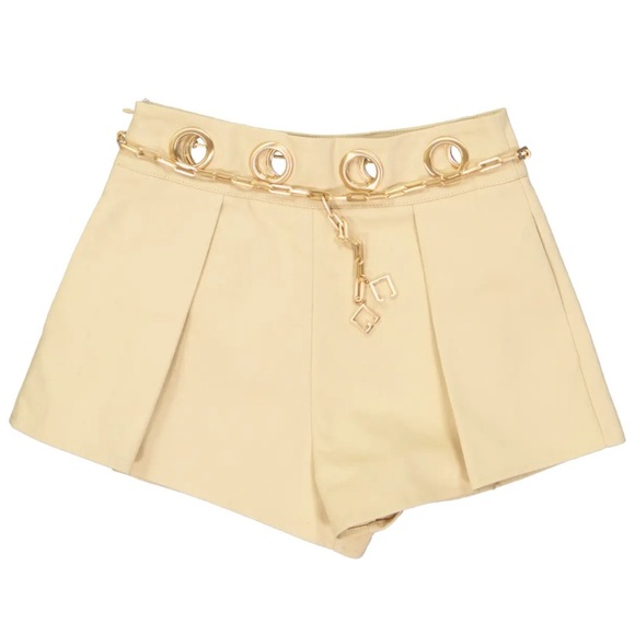 Cult Gaia Lucia Beige Belted Shorts